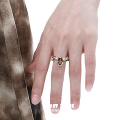 1ST XULIE "Desert Sunset" Natural Tiger Eye Gemstone Ring in 925 Sterling Silver - On Model