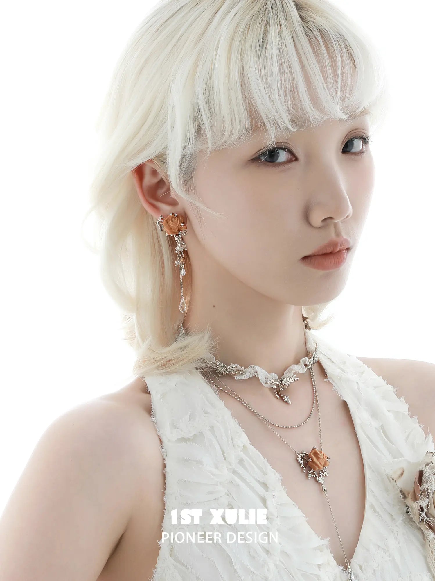 1ST XULIE Jewelry "Lace Rose" Victorian Oak Rose Statement Tassel Dangle Earrings - Size Comparison