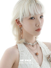1ST XULIE Jewelry "Lace Rose" Victorian Oak Rose Statement Tassel Dangle Earrings - Size Comparison