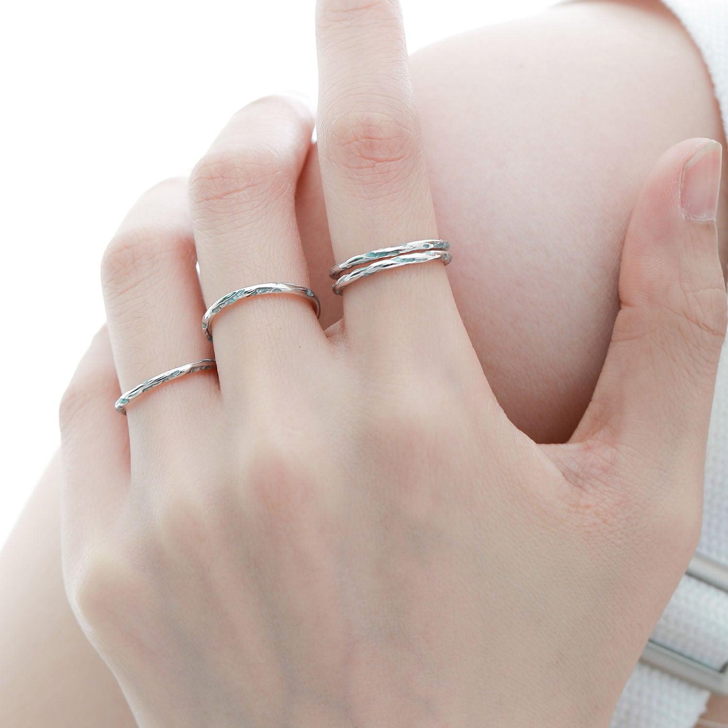 1ST XULIE "THE SEA" Ocean Wave Adjustable Band Ring in 925 Sterling Silver - Side View