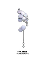 1ST XULIE "ATLANTIS" Oceanic Mermaid Scale Clip-On Ear Cuffs in Platinum Plated - On Model Close Up