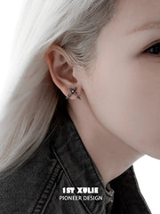 1ST XULIE Jewelry "Irises" Oxidized Cross Stud Earrings in 925 Sterling Silver - Back View