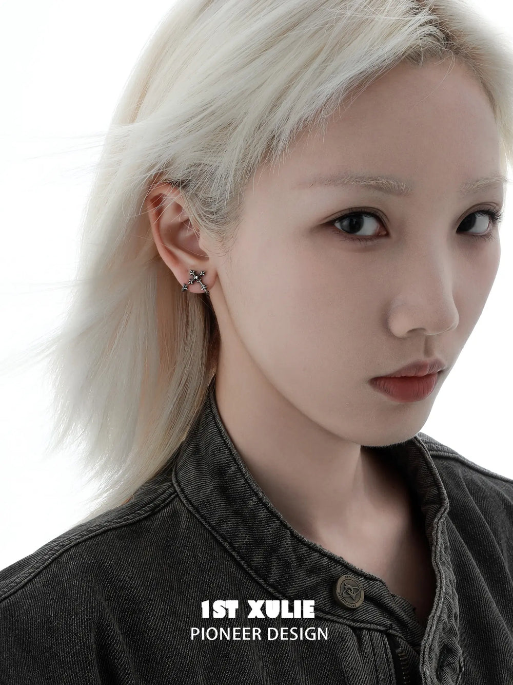 1ST XULIE Jewelry "Irises" Oxidized Cross Stud Earrings in 925 Sterling Silver - Product View