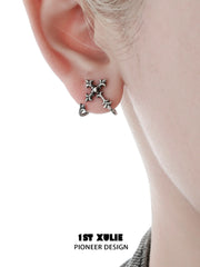 1ST XULIE Jewelry "Irises" Oxidized Cross Stud Earrings in 925 Sterling Silver - Size Comparison