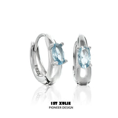 1ST XULIE "The Sea" Dainty Pave Wave Curved Bar Stud Earrings in 925 Sterling Silver - Product View