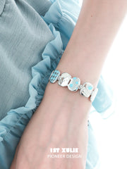 1ST XULIE "Ghosts Black Cat" Playful Black Cat Bangle in Platinum Plated - Packaging View