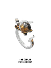 1ST XULIE "LEOPARD CAT" Playful Leopard Cat Adjustable Ring in 925 Sterling Silver - Packaging View
