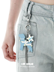 1ST XULIE "Angel Cuties" Playful Puppy Pendant Necklace in Platinum Plated Brass - Angle View