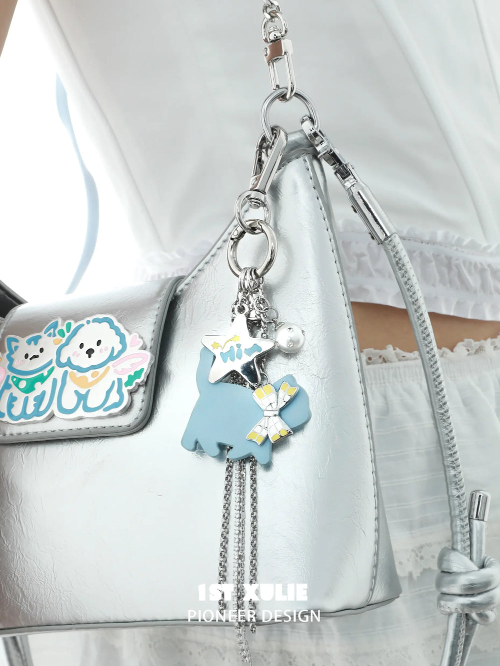 1ST XULIE "Angel Cuties" Playful Puppy Pendant Necklace in Platinum Plated Brass - Packaging View