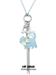 1ST XULIE "Angel Cuties" Playful Puppy Pendant Necklace in Platinum Plated Brass - Product View 2