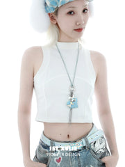 1ST XULIE "Angel Cuties" Playful Puppy Pendant Necklace in Platinum Plated Brass - Size Comparison