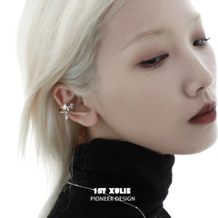 1ST XULIE "Silver Angel" Polygonal Zircon Ear Clips in 925 Sterling Silver - Product View