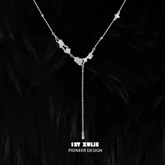 1ST XULIE "Silver Angel" Polygonal Zircon Ear Clips in 925 Sterling Silver - Paired with other jewelry