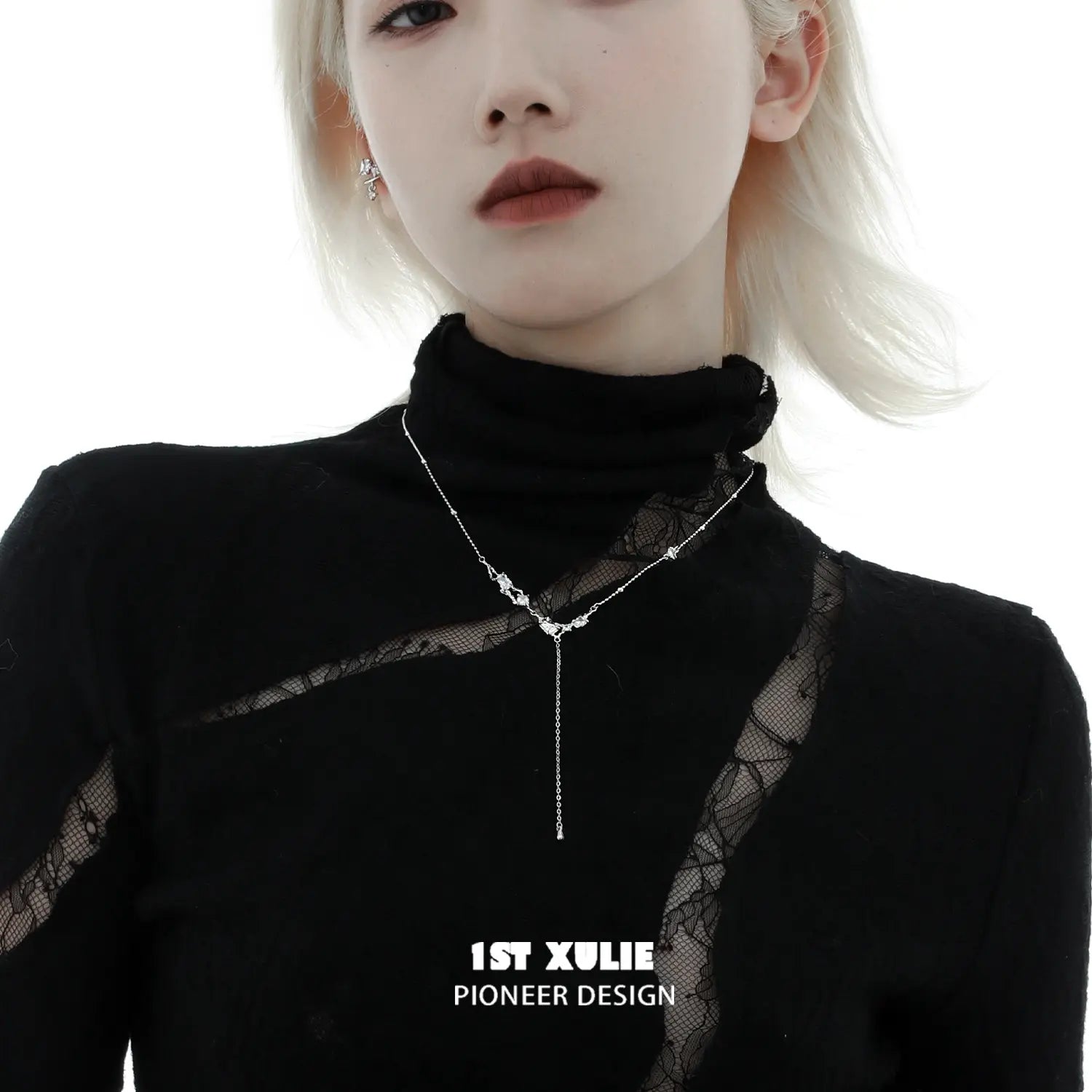1ST XULIE "Silver Angel" Polygonal Zircon Ear Clips in 925 Sterling Silver - Collection View