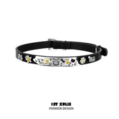 1ST XULIE "Graffiti Kitten" Punk Lazy Cat Statement Choker Necklace in Platinum Plated - Lifestyle Shot