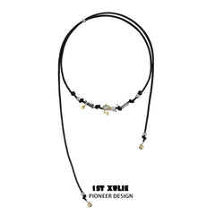 1ST XULIE "Graffiti Kitten" Punk Lazy Cat Statement Choker Necklace in Platinum Plated - Product View