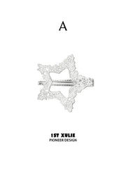 1ST XULIE Jewelry "STARLIGHT LACE" Rococo Star Hair Clip in Rhodium Plated - Back View