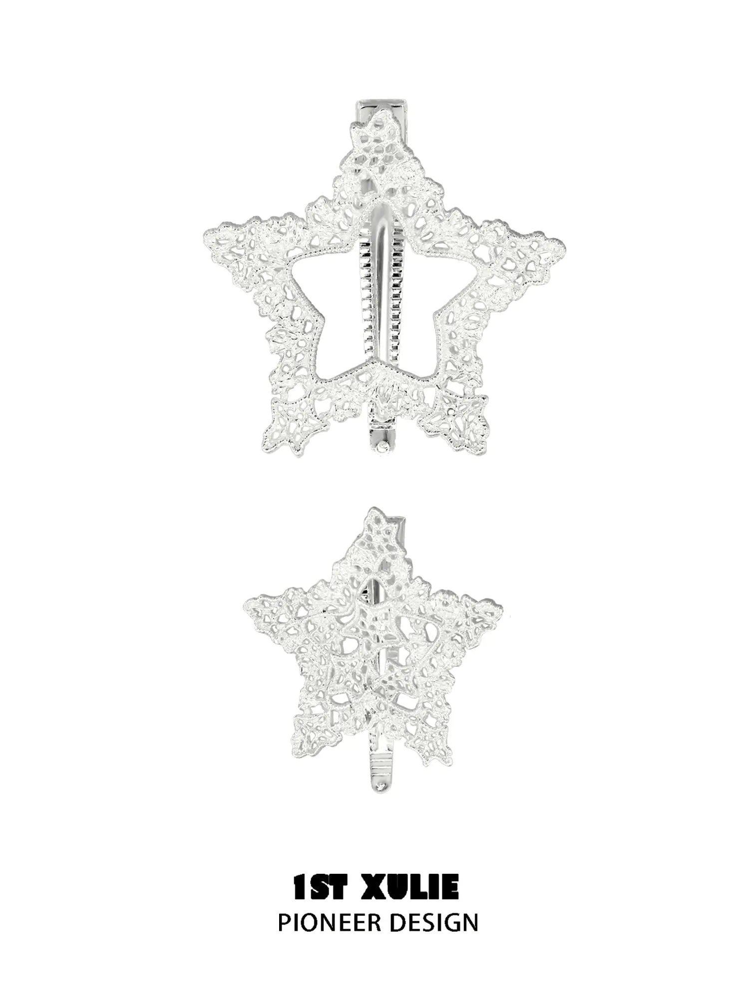 1ST XULIE Jewelry "STARLIGHT LACE" Rococo Star Hair Clip in Rhodium Plated - Lifestyle Shot
