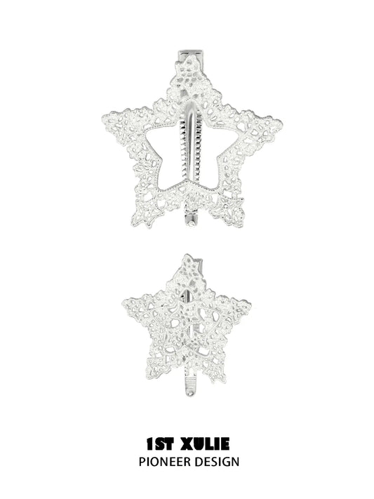 1ST XULIE Jewelry "STARLIGHT LACE" Rococo Star Hair Clip in Rhodium Plated - Lifestyle Shot
