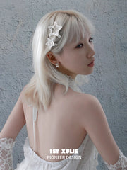 1ST XULIE Jewelry "STARLIGHT LACE" Rococo Star Hair Clip in Rhodium Plated - Side View