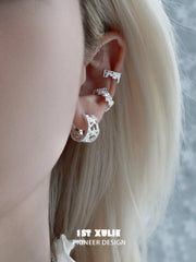 1ST XULIE Jewelry "STARLIGHT LACE" Rococo Star Lace Ear Cuffs in Silver - Product View