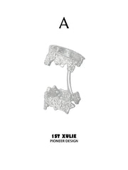 1ST XULIE Jewelry "STARLIGHT LACE" Rococo Star Lace Ear Cuffs in Silver - Product View