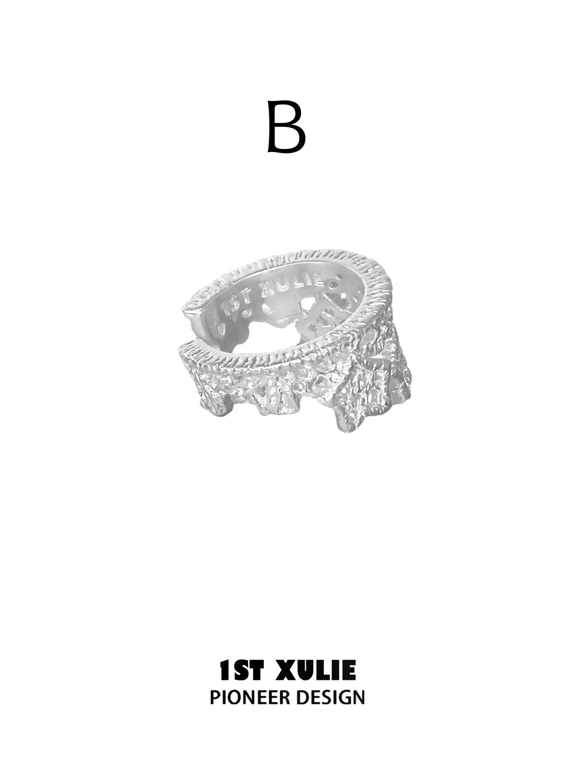 1ST XULIE Jewelry "STARLIGHT LACE" Rococo Star Lace Ear Cuffs in Silver - On Model
