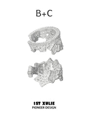 1ST XULIE Jewelry "STARLIGHT LACE" Rococo Star Lace Ear Cuffs in Silver - Side View