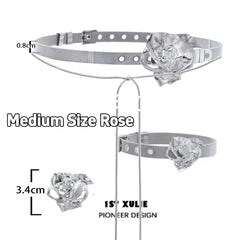 1ST XULIE "Taboo Rose" Rose Thorn Convertible Chain Bracelet in Platinum Plated - Clasp Detail