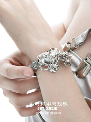 1ST XULIE "Taboo Rose" Rose Thorn Convertible Chain Bracelet in Platinum Plated - Product View