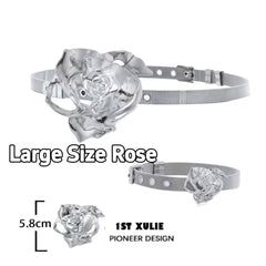 1ST XULIE "Taboo Rose" Rose Thorn Convertible Chain Bracelet in Platinum Plated - Texture Detail Shot