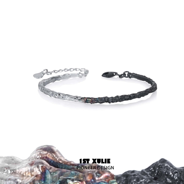 "Scorch" 925 Sterling Silver Gradient Beaded Bracelet, Handmade Stacking Jewelry