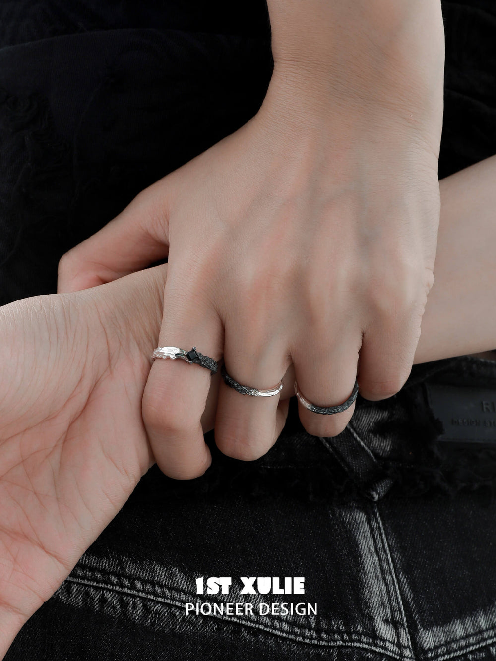 1ST XULIE "Scorch" Adjustable Gradient Ring in 925 Sterling Silver - Side View