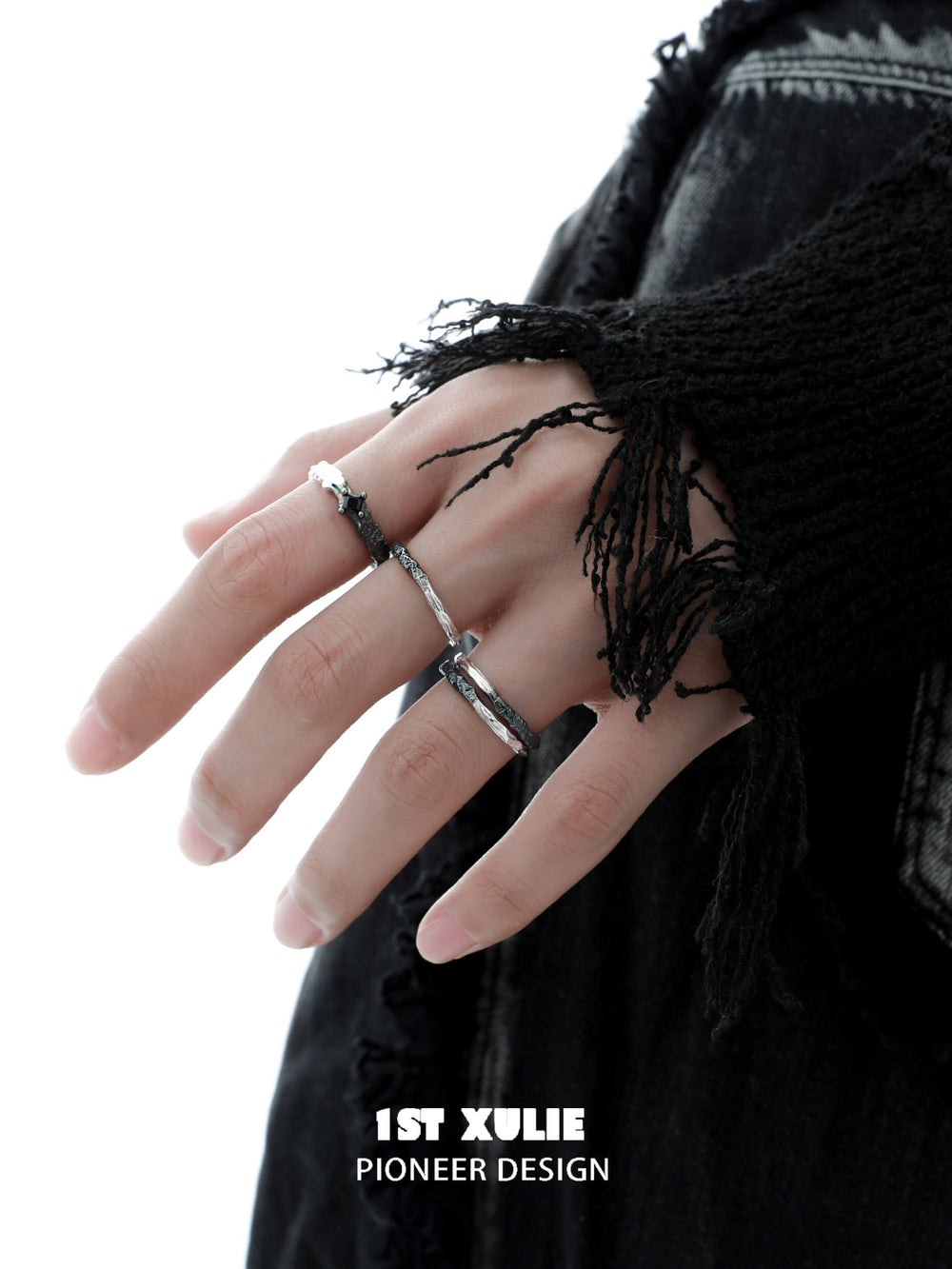 1ST XULIE "Scorch" Adjustable Gradient Ring in 925 Sterling Silver - Style Comparison View