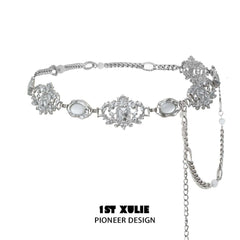 1ST XULIE "Bastet" Segmented Waist Chain in Platinum Plated - Side View