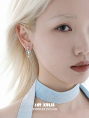 1ST XULIE Jewelry "Snake Bite" Serpent Heart Statement Dangle Earrings in 925 Sterling Silver - On Model