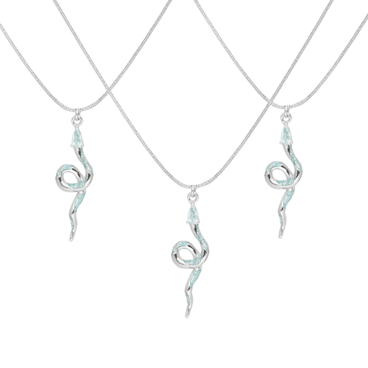 1ST XULIE "Frozen Serpent" Elegant Coiled Serpent Pendant Necklace in 925 Sterling Silver - Detail Shot