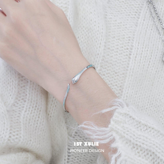 1ST XULIE "Frozen Serpent" Serpent Scale Bangle Bracelet in 925 Sterling Silver - Product View