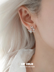 1ST XULIE Jewelry "Whiterfly" Shattered Butterfly Statement Stud Earrings in Platinum Plated - Detail Shot