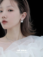 1ST XULIE "Whiterfly" Skeletal Shell Earrings in Platinum Plated 925 Silver - Side View