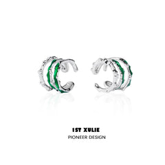 1ST XULIE "Slytherin House" Snake Ear Clip in 925 Sterling Silver - On Model