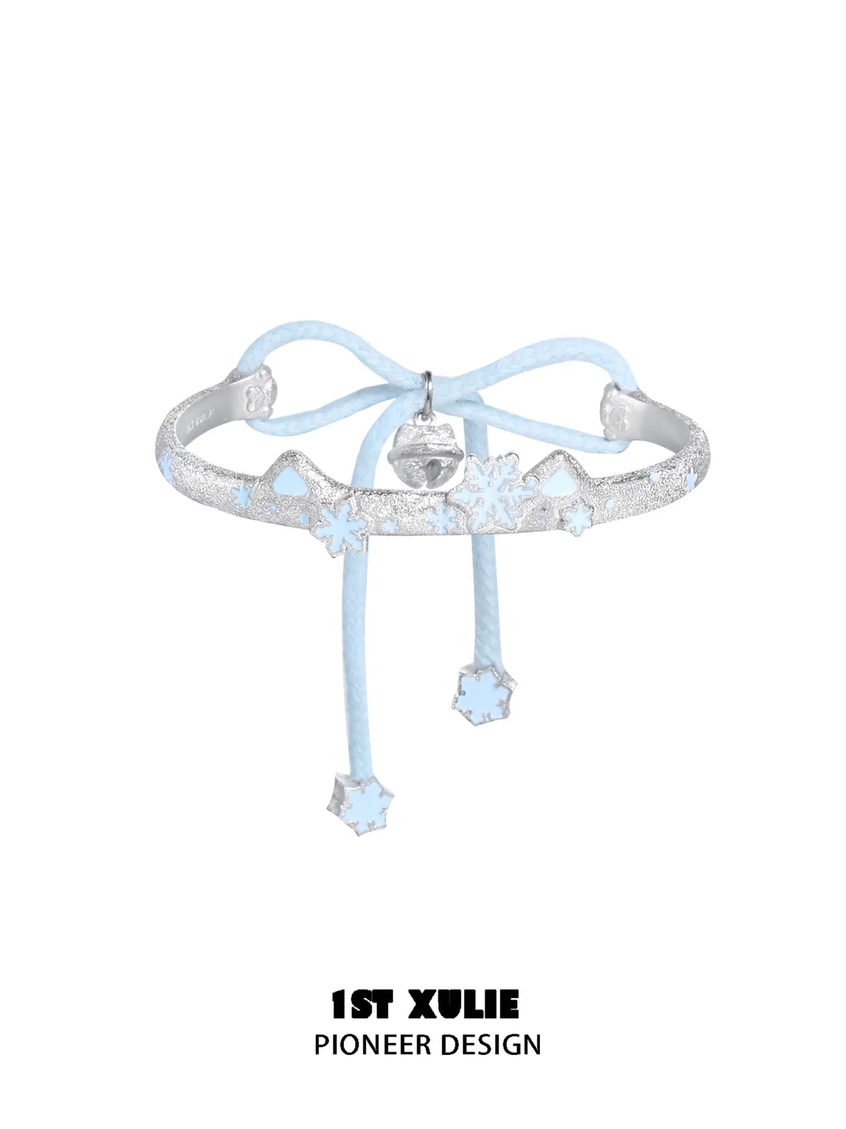 1ST XULIE Jewelry "Snow Land" Snowflake Cat Bell Bangle in Brass - Angle View