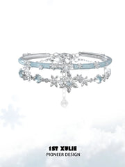 1ST XULIE "Snow Land" Snowflake Charm Bracelet in Platinum Plated - Angle View 2