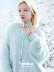 1ST XULIE "Snow Land" Snowflake Crochet Choker Scarf in Crochet Yarn - Lifestyle Shot