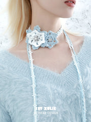 1ST XULIE "Snow Land" Snowflake Crochet Choker Scarf in Crochet Yarn - Product View