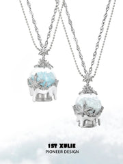 1ST XULIE Jewelry "Snow Land" Snowflake Crystal Ball Pendant Necklace in Platinum Plated Brass - Chain Length Comparison