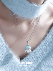 1ST XULIE Jewelry "Snow Land" Snowflake Crystal Ball Pendant Necklace in Platinum Plated Brass - Product View