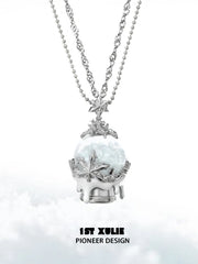 1ST XULIE Jewelry "Snow Land" Snowflake Crystal Ball Pendant Necklace in Platinum Plated Brass - Packaging View