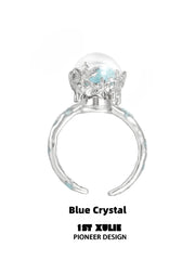 1ST XULIE "Snow Land" Snowflake Crystal Ball Statement Ring in 925 Sterling Silver - Size Comparison
