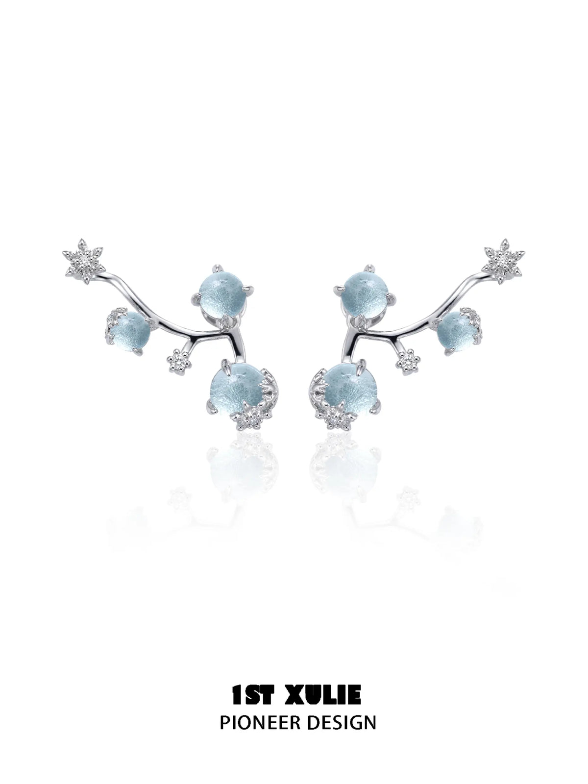 1ST XULIE "Snow Land" Snowflake Dangle Earrings in Platinum Plated - Lifestyle Shot